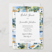 トロピカルブルー地中海のブライダルシャワー 招待状 (正面)