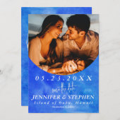 トロピカルブルー海ビーチシックな目的地の結婚式 セーブザデート (正面/裏面)