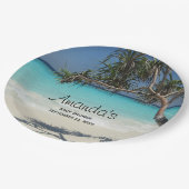 トロピカルブルー海ビーチシーンフォトパーティー ペーパープレート (アングル)