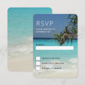 トロピカルブルー海ビーチシーンフォト結婚ズ 出欠カード (正面/裏面)