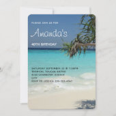 トロピカルブルー海ビーチシーンフォト誕生日 招待状 (正面)