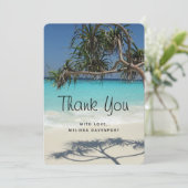 トロピカルブルー海ビーチシーン写真 サンキューカード (スタンド正面)