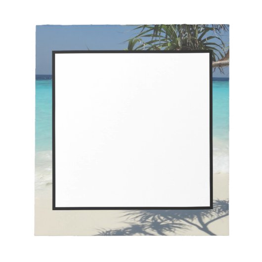 トロピカルブルー海ビーチシーン写真 ノートパッド (正面)