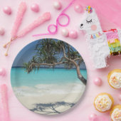 トロピカルブルー海ビーチシーン写真 ペーパープレート (パーティー)