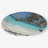 トロピカルブルー海ビーチシーン写真 ペーパープレート (アングル)