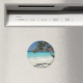 トロピカルブルー海ビーチシーン写真 マグネット (インサイチュ (食洗機))