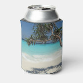 トロピカルブルー海ビーチシーン写真 缶クーラー (缶裏面)