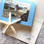 トロピカルブルー結婚の写真サンキューカード サンキューカード