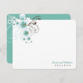 トロピカルブルー結婚ハイビスカスのお礼ノートカード ノートカード (正面/裏面)