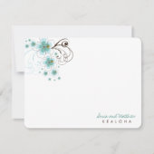 トロピカルブルー結婚ハイビスカスのお礼ノートカード ノートカード (正面)