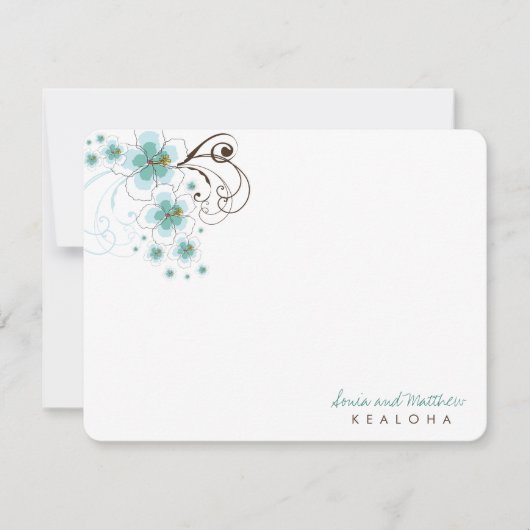 トロピカルブルー結婚ハイビスカスのお礼ノートカード ノートカード (正面)
