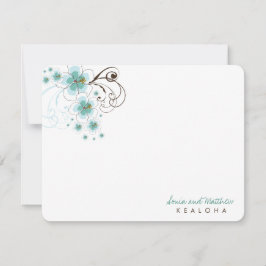 トロピカルブルー結婚ハイビスカスのお礼ノートカード ノートカード