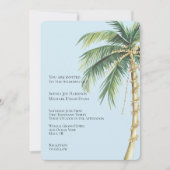 トロピカルブルー金ゴールドグリジーパーム結婚ツリー 招待状 (正面)