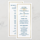 トロピカルブルー金ゴールドパームツリービーチ結婚式 プログラム (正面/裏面)