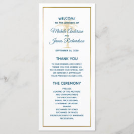 トロピカルブルー金ゴールドパームツリービーチ結婚式 プログラム