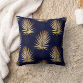トロピカルブルー金ゴールドパーム葉ズグリーンリー クッション (ブランケット)