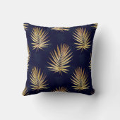 トロピカルブルー金ゴールドパーム葉ズグリーンリー クッション (裏面)