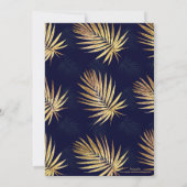 トロピカルブルー金ゴールドパーム葉ズグリーンリー 招待状 (裏面)