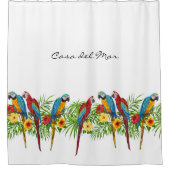 トロピカルブルー離れスカイパロッツの夏の家名 シャワーカーテン (正面)