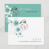 トロピカルブルー ヒビスカス ビーチ デスティネーション ウェディング 出欠カード (正面/裏面)