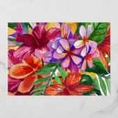 トロピカルブーケモダン&タイポグラフィ結婚ズ 箔招待状 (裏面)