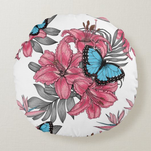 トロピカルブーケ ラウンドクッション (正面)