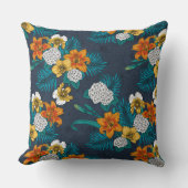 トロピカルブーケon blue クッション (正面)
