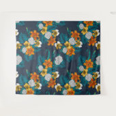 トロピカルブーケon blue タペストリー (正面(横))