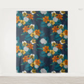 トロピカルブーケon blue タペストリー (正面)