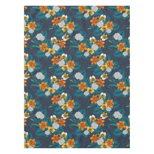 トロピカルブーケon blue テーブルクロス (正面)