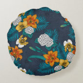 トロピカルブーケon blue ラウンドクッション (裏面)
