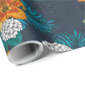 トロピカルブーケon blue ラッピングペーパー (ロールコーナー)