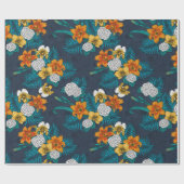 トロピカルブーケon blue ラッピングペーパー (フラット)