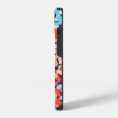 トロピカルプルメリアのドットとスポットの花抽象画 iPhoneケース (左側面)
