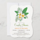 トロピカルプルメリアカップルシャワー招待状 招待状 (正面)