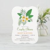 トロピカルプルメリアカップルシャワー招待状 招待状 (スタンド正面)