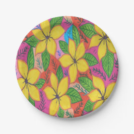 トロピカルプルメリアガーデン装飾用クッション ペーパープレート