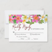トロピカルプルメリアテンプルツリーウェディングRSVPカード 出欠カード (正面)