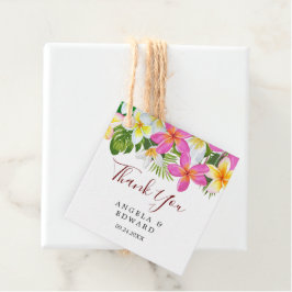 トロピカルプルメリアテンプルツリーサンキューメッセージカード フェイバータグ