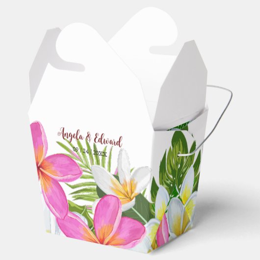 トロピカルプルメリアテンプルツリー結婚式の引き出物ボックス フェイバーボックス (オープン)