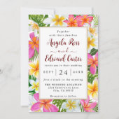 トロピカルプルメリアテンプルツリー結婚式招待状 セーブザデート (正面)