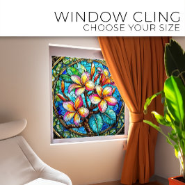 トロピカルプルメリアバンチステンドグラス ウィンドウサイン