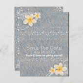トロピカルプルメリアフラワーグレー黄保存日 案内ポストカード (正面/裏面)
