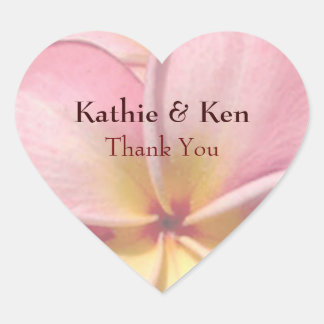 トロピカルプルメリアフラワーサンキュー ハートシール