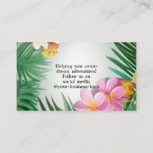 トロピカルプルメリアフラワースパビーチ旅行 名刺 (裏面)