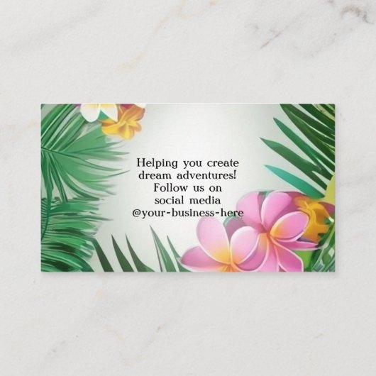 トロピカルプルメリアフラワースパビーチ旅行 名刺 (裏面)