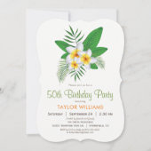 トロピカルプルメリア誕生日パーティーへの招待 招待状 (正面)