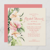 トロピカルプルメリア&フラミンゴリリーブライダルシャワーイン 招待状 (正面/裏面)
