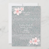 トロピカルプルメリア フラワー グレー ピンク サマー パーティー 招待状 (正面)