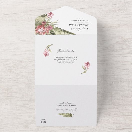 トロピカルプロテアパームリーフ オールインワン招待状 (外側)